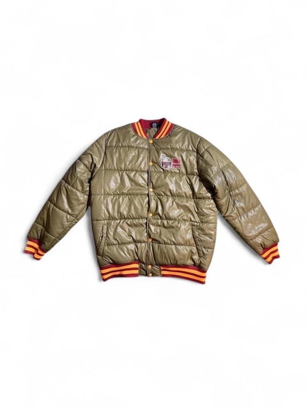 Star Wars Olive Green Puffer Jacket with Red & Orange Stripe Trim